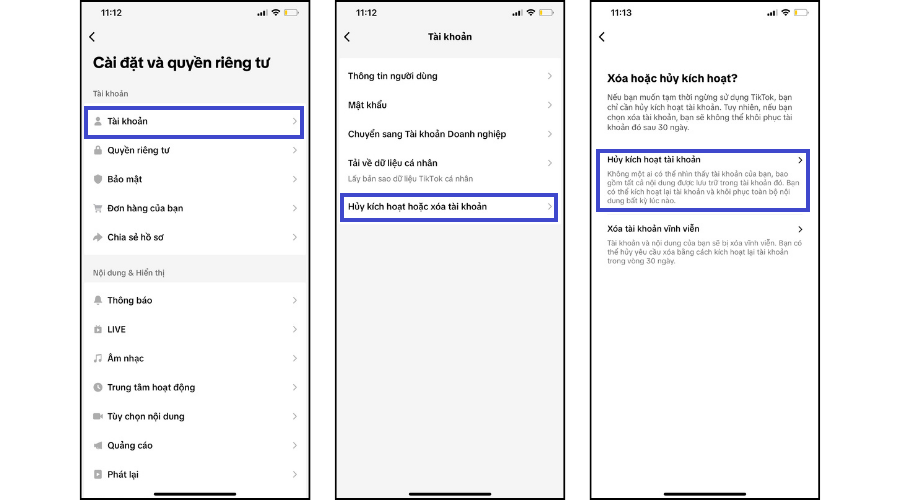 Hướng dẫn vô hiệu hóa tạm thời và xóa tài khoản TikTok vĩnh viễn