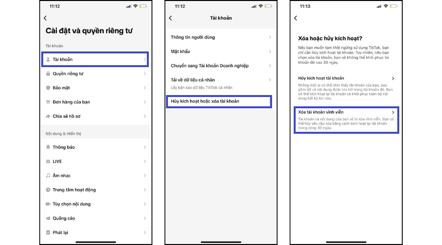 Hướng dẫn vô hiệu hóa tạm thời và xóa tài khoản TikTok vĩnh viễn